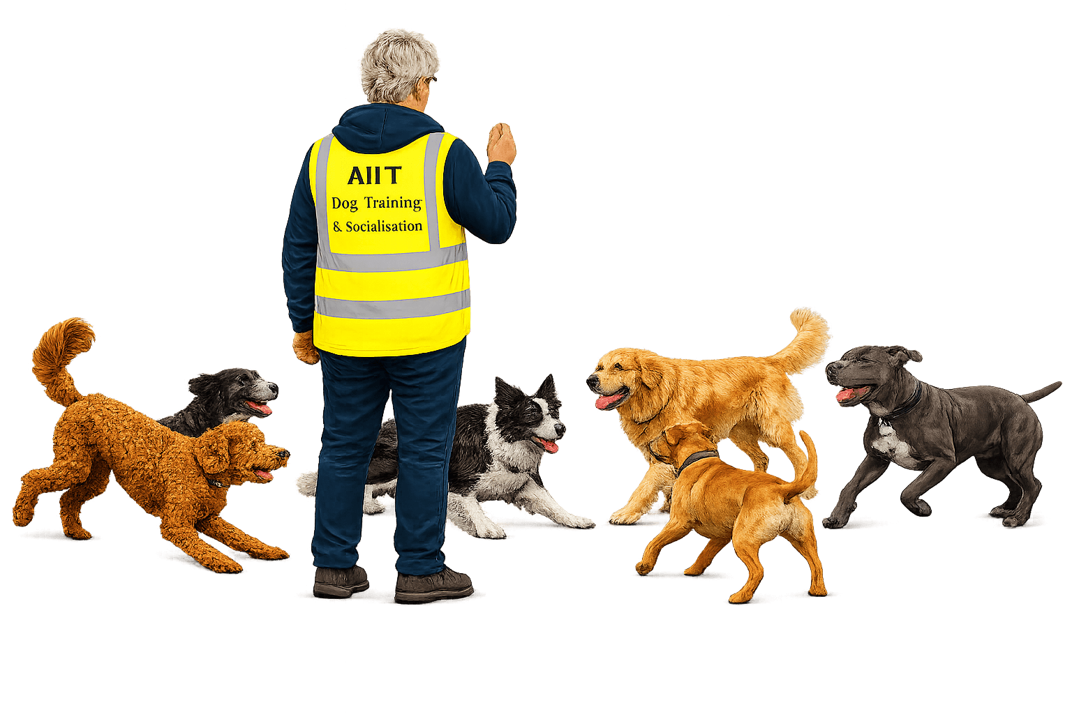Ali T Dog Training and Socialisation class with dogs safely socialising and learning positive behaviours together.